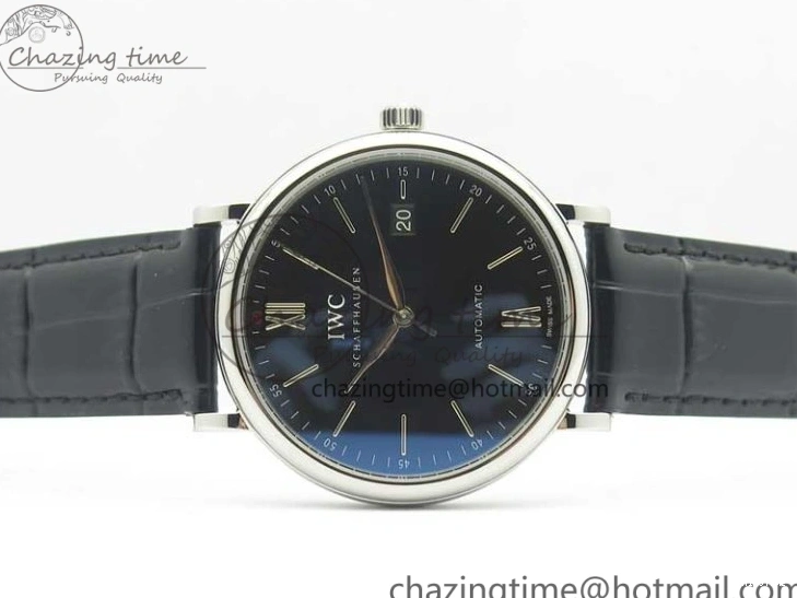 MIROTIME 0210 Durable Portofino Automatic SS MKF 1:1 Best Edition Black Dial On Black Leather Strap MIYOTA 9015 V 7202